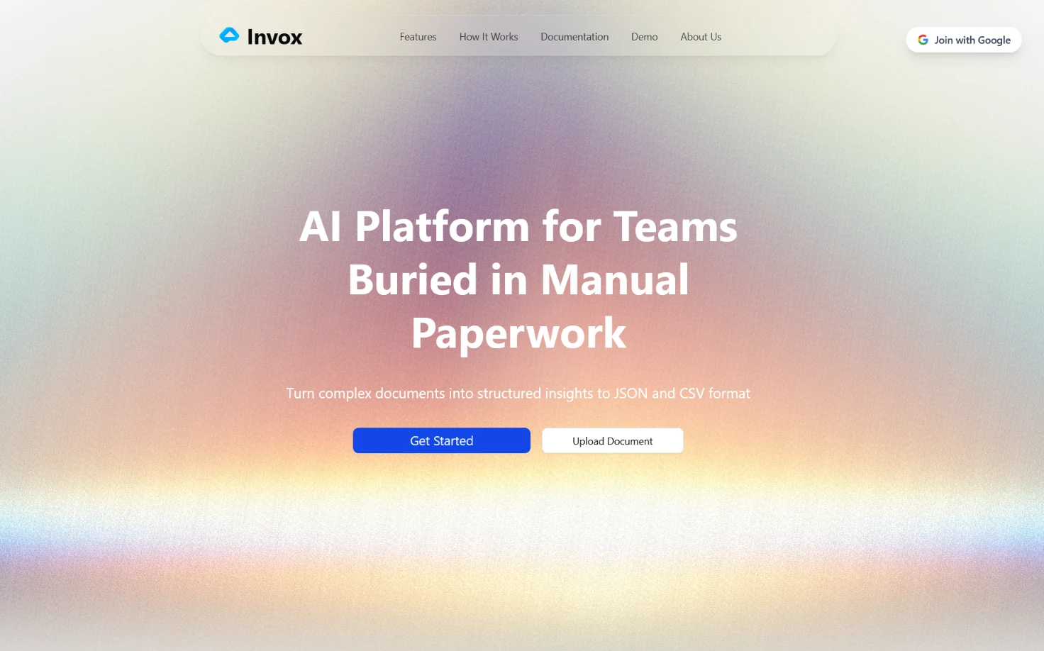 Invox homepage